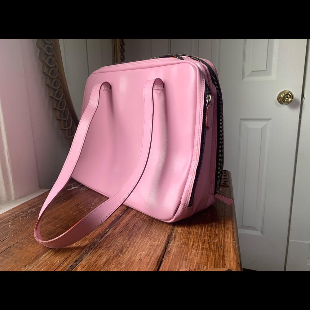 Mckleins Leather pink laptop bag